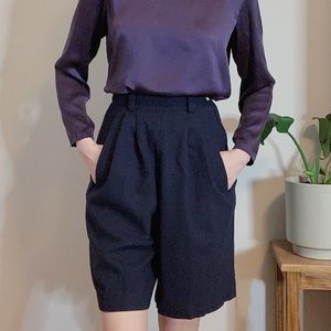 Vintage Navy USA Wool High-waisted Pleated Shorts